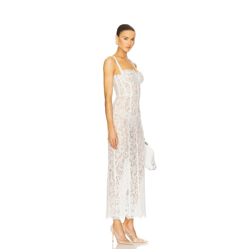 🆕 Helsa the lace column white maxi dress w strap, evening party long dress - Picture 3 of 16